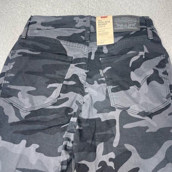 Levis 721 Jeans Womens 2 Black Camouflage High Rise Skinny Ankle 26x27 NWT NEW - Picture 7 of 16
